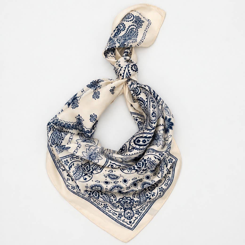 Cream Paisley Four-Panel Bandana Scarf