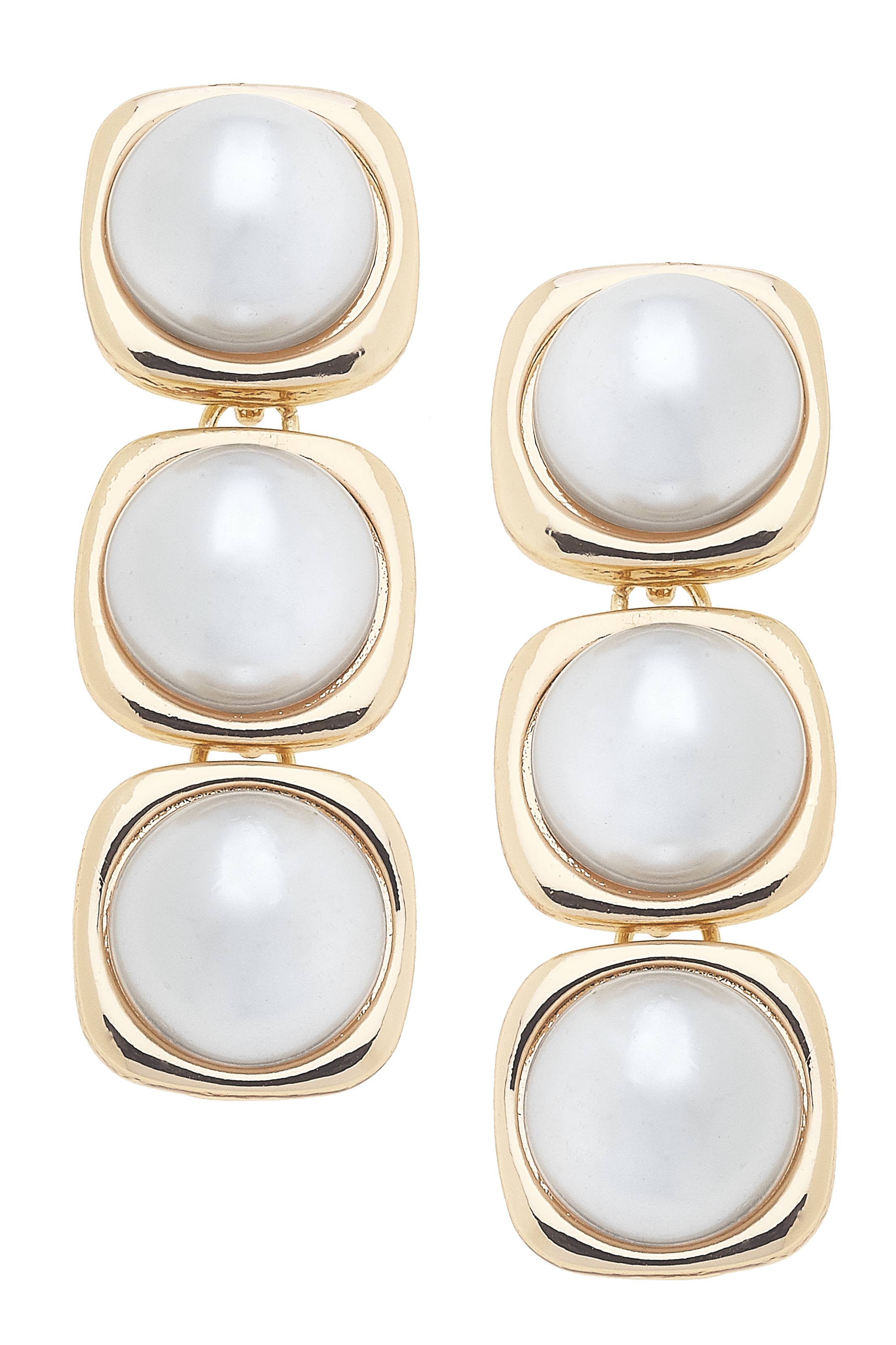 Belle Pearl Cabochon Linked Earrings in Ivory