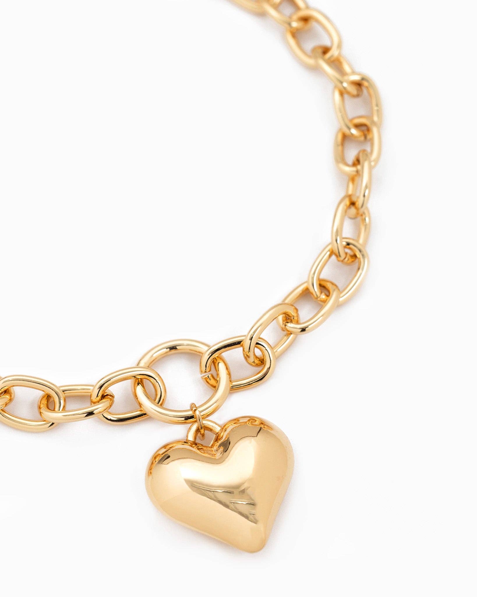 Gold Puffy Heart Chunky Necklace