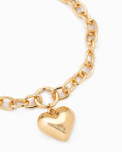 Gold Puffy Heart Chunky Necklace