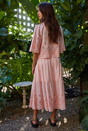 Woven Embroidered Waist Ruffled Skirt