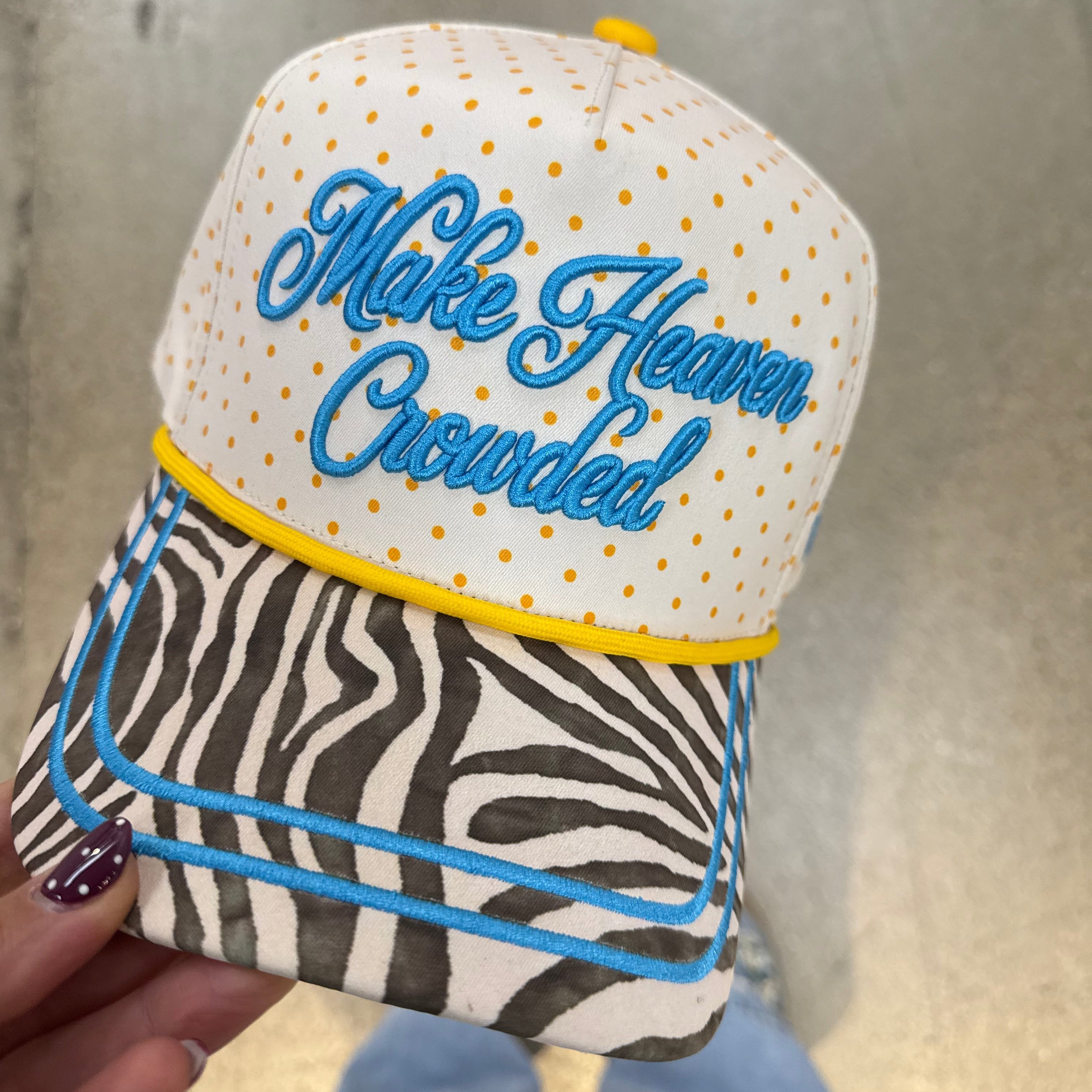 White Make Heaven Crowded Zebra Trucker Hat