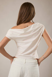 Pink Striped Asymmetrical Top