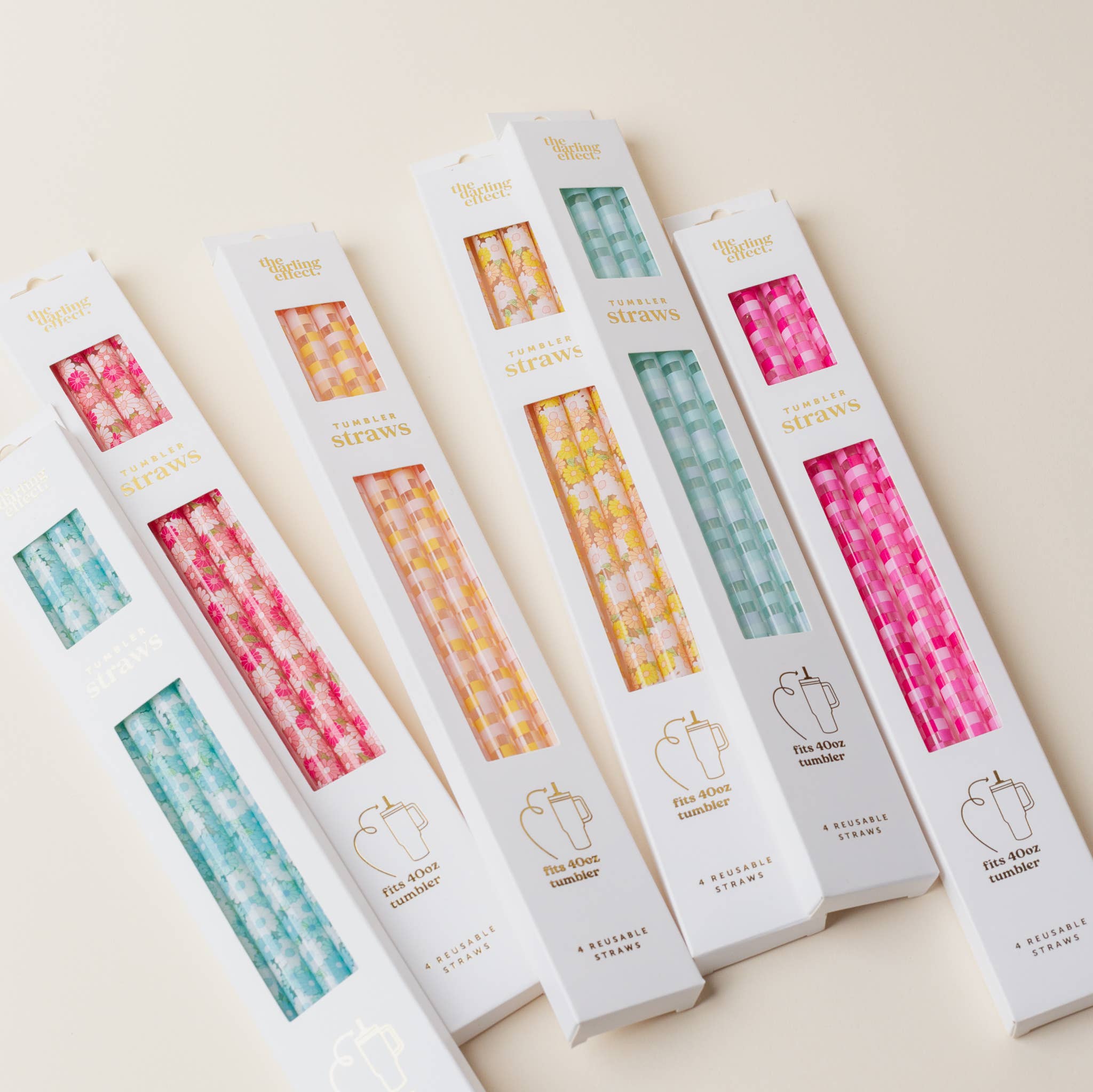 Aqua Floral Tumbler Straw Set