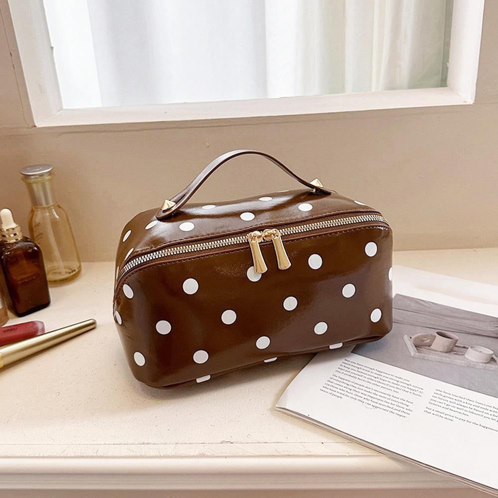 Brown Polka Dot Makeup Case