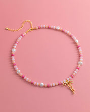 Pastel Crush Coquette Bead Pearl Necklace: Blue — view 4