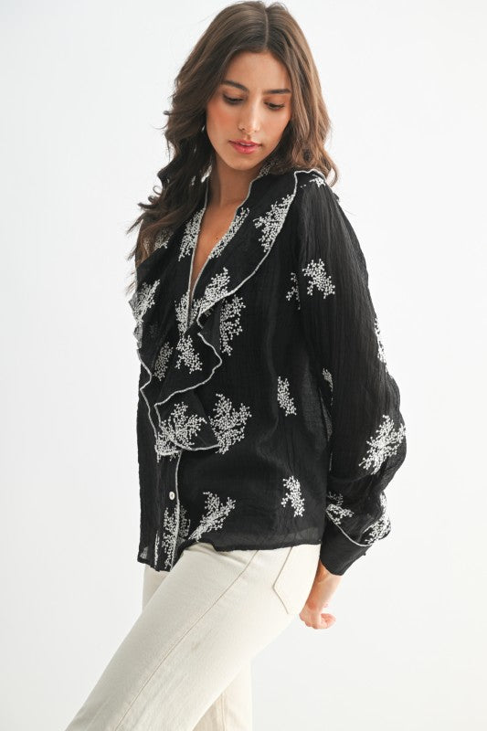 Black Embroidered Blouse