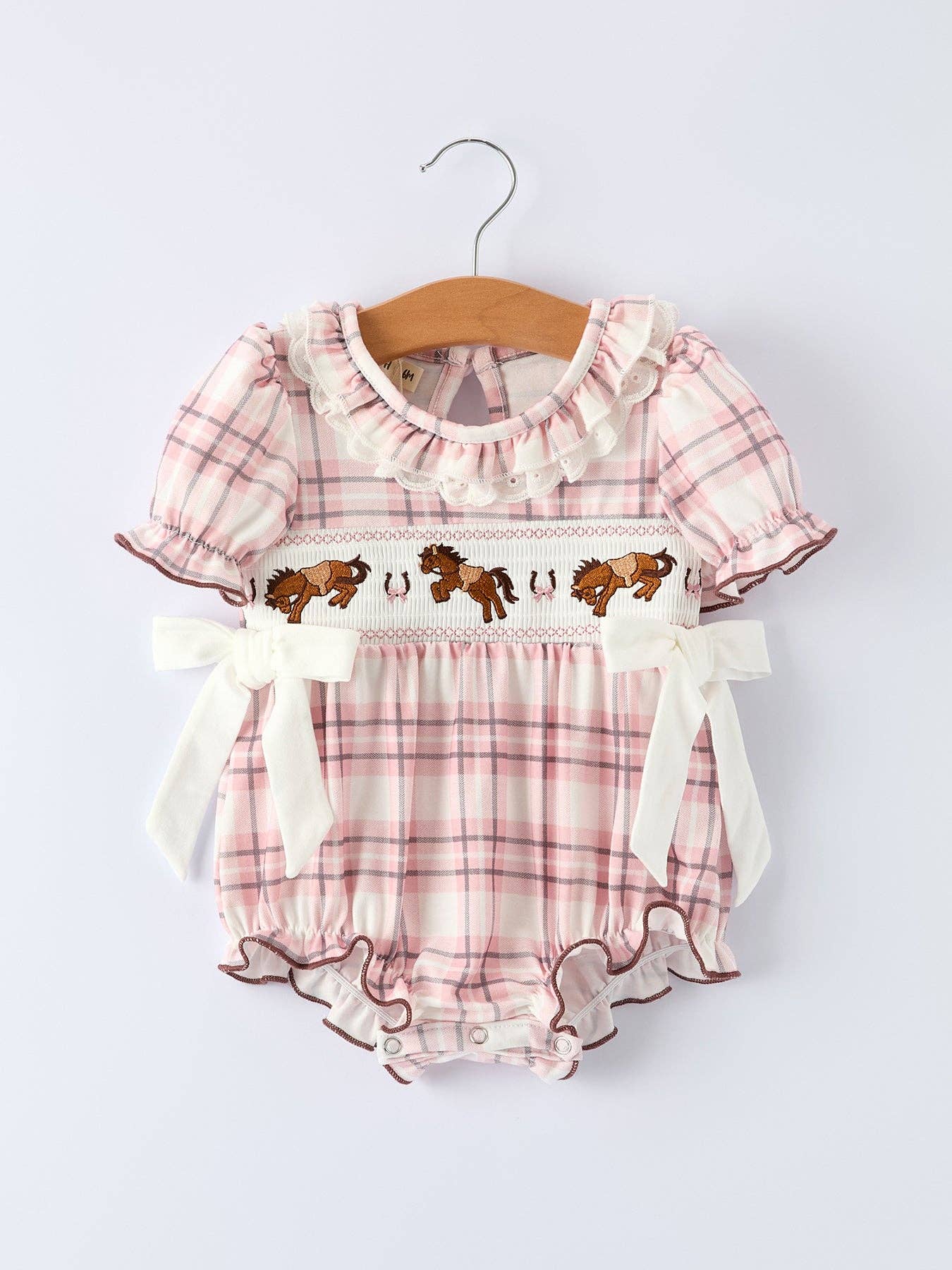 Western Horse Embroidered Smocked Romper