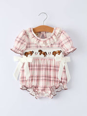 Western Horse Embroidered Smocked Romper