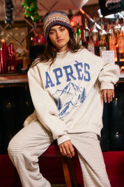APRES/SKI Reversible MockNeck — color: cream with blue graphics and mock neckline