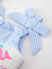 Whale Embroidered Smocked Romper