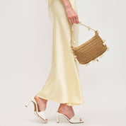Seashell Straw Bag Evening Bag showing woven design