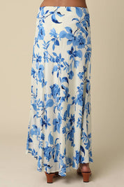 Blue Floral Flow Maxi Skirt