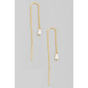 Pearl Bead Chain Threader Earrings
