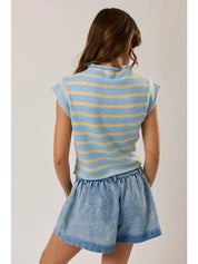 Blue Striped Sweater Top