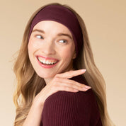 Recycled Fabric Ribbed Elastic Headbands 2pc Set - Cherry Lacquer & Dusty Pink