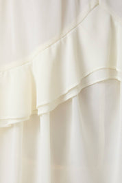 White Ruffle Shoulder Tie Romper