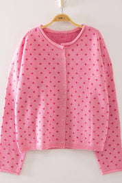 Pink Polka Dot Sweater — round neckline and drop shoulder