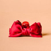 Mini Satin Bow Claw Clip-Red