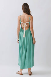 Mint Open Back Tie Strap Maxi Dress