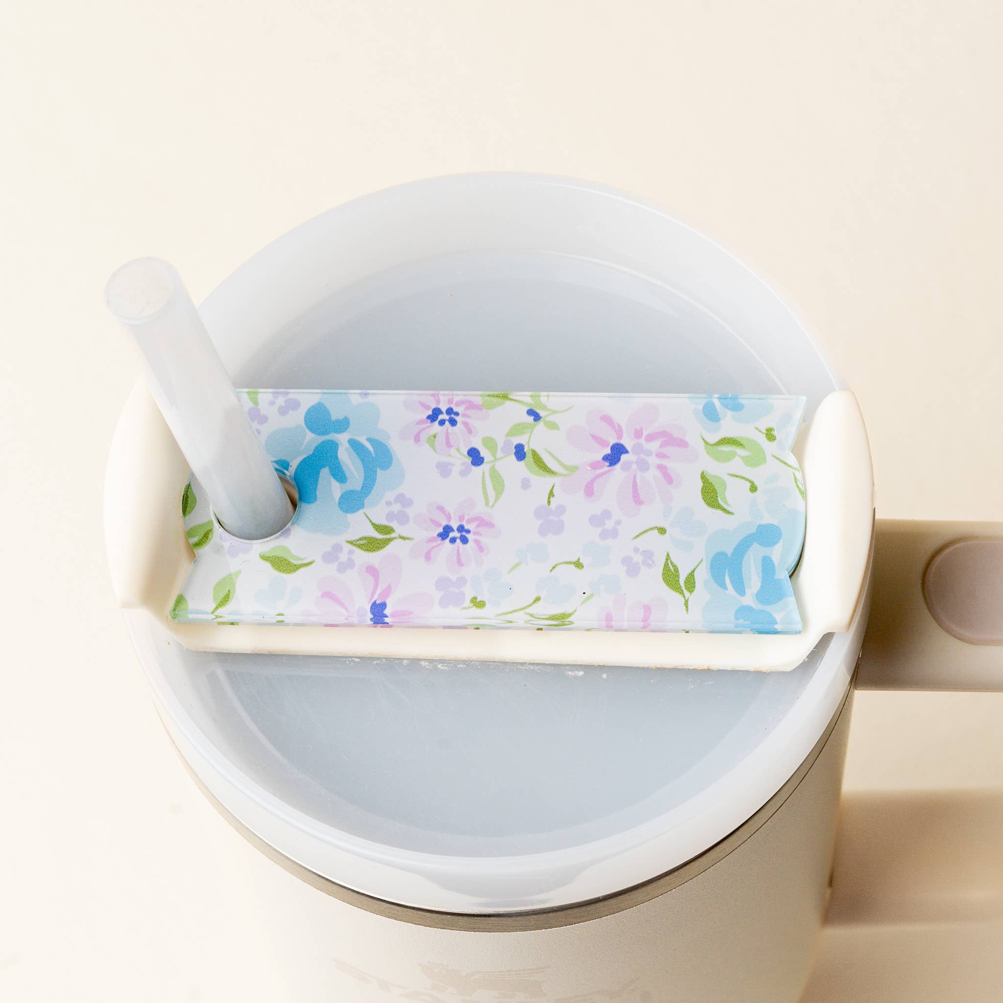 Blue Floral Tumbler Lid Tag