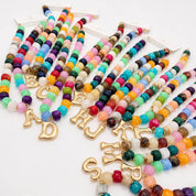 Multicolor Chunky Bead Initial Necklace