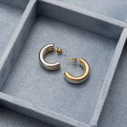 Gold Stainless Steel Mixed Metal Huggie Earrings