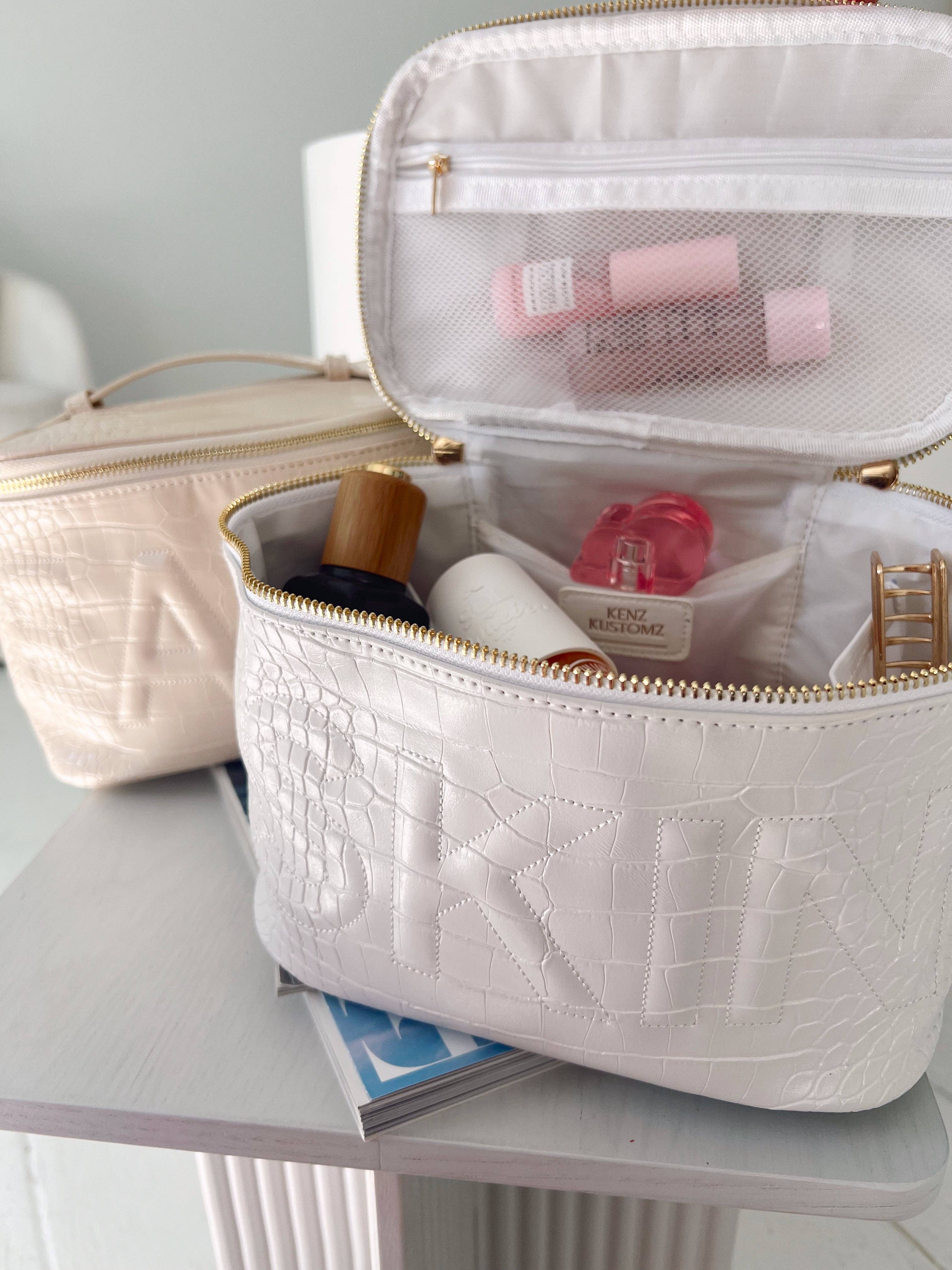 White Leather SKIN Cosmetic Bag