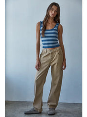 Navy Striped Seamless Tank Top