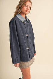 Navy Corduroy Collar Utility Jacket