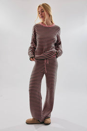 Green & Pink Stripe Sweater & Pants Set