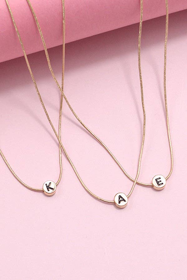 "K" ROUND SNAKE CHAIN INITIAL NECKLACE
