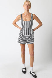 Anna Striped Peplum Top