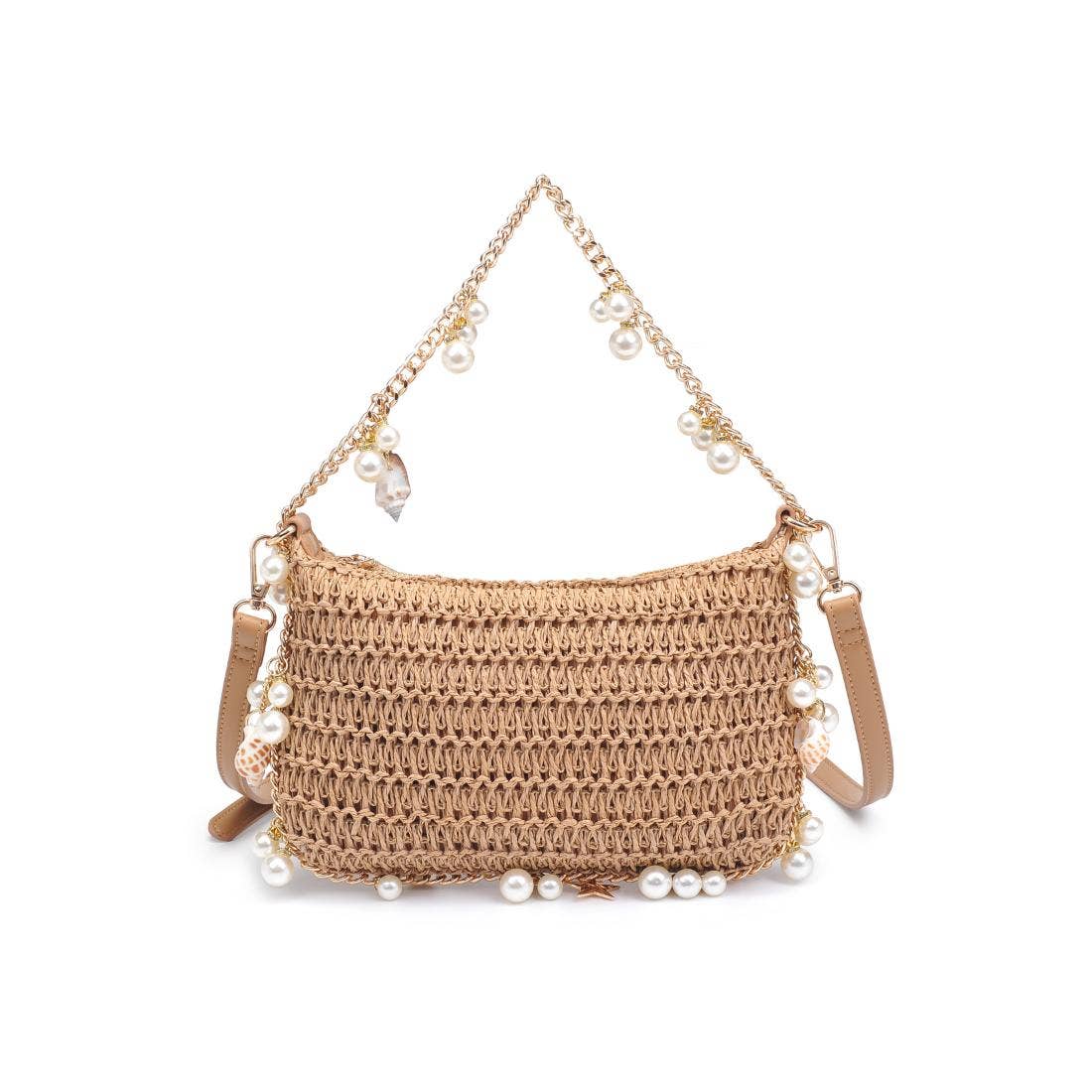 Seashell Straw Bag Evening Bag showing straw