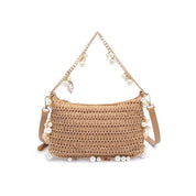 Seashell Straw Bag Evening Bag showing straw