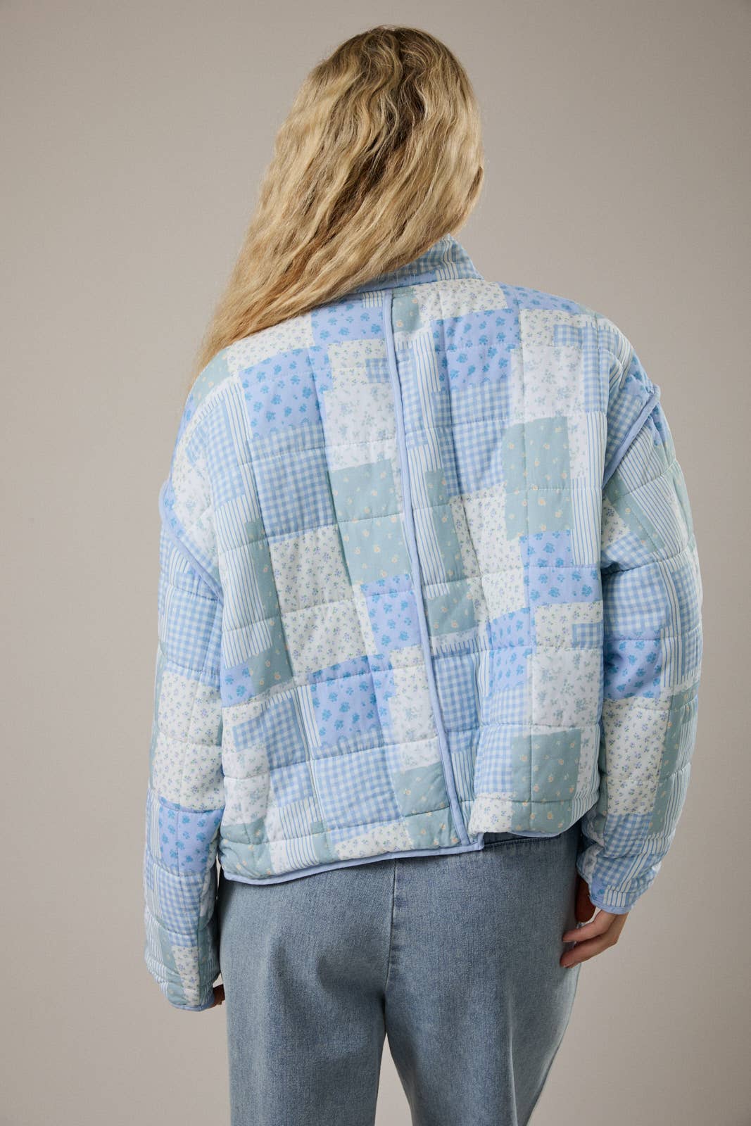 Blue Patchwork Quilted Jacket