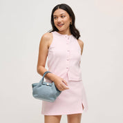 Blue Denim Cinched Crossbody Bag