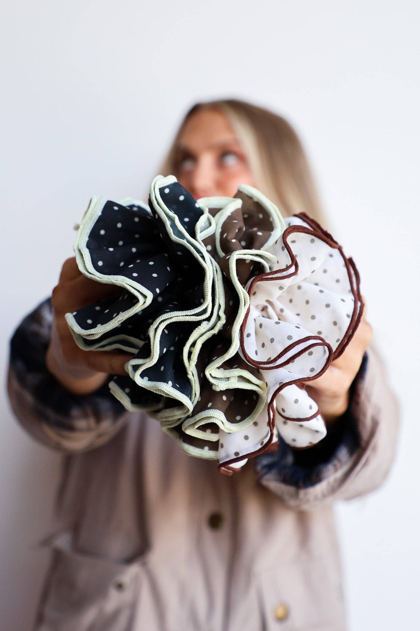 Black & Cream Polka Dot Corset Scrunchie