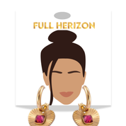 18k Gold Radiant Heart Pendant Statement Hoops