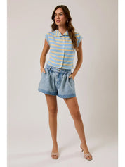 Blue Striped Sweater Top