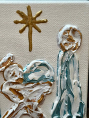Light Blue Nativity Scene Painting — view 4