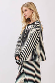 Striped Button Henley Brushed Lounge Set