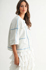 Gray Detailed Oversized Cardigan