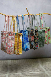 Yellow Quilted Striped Tote Bag