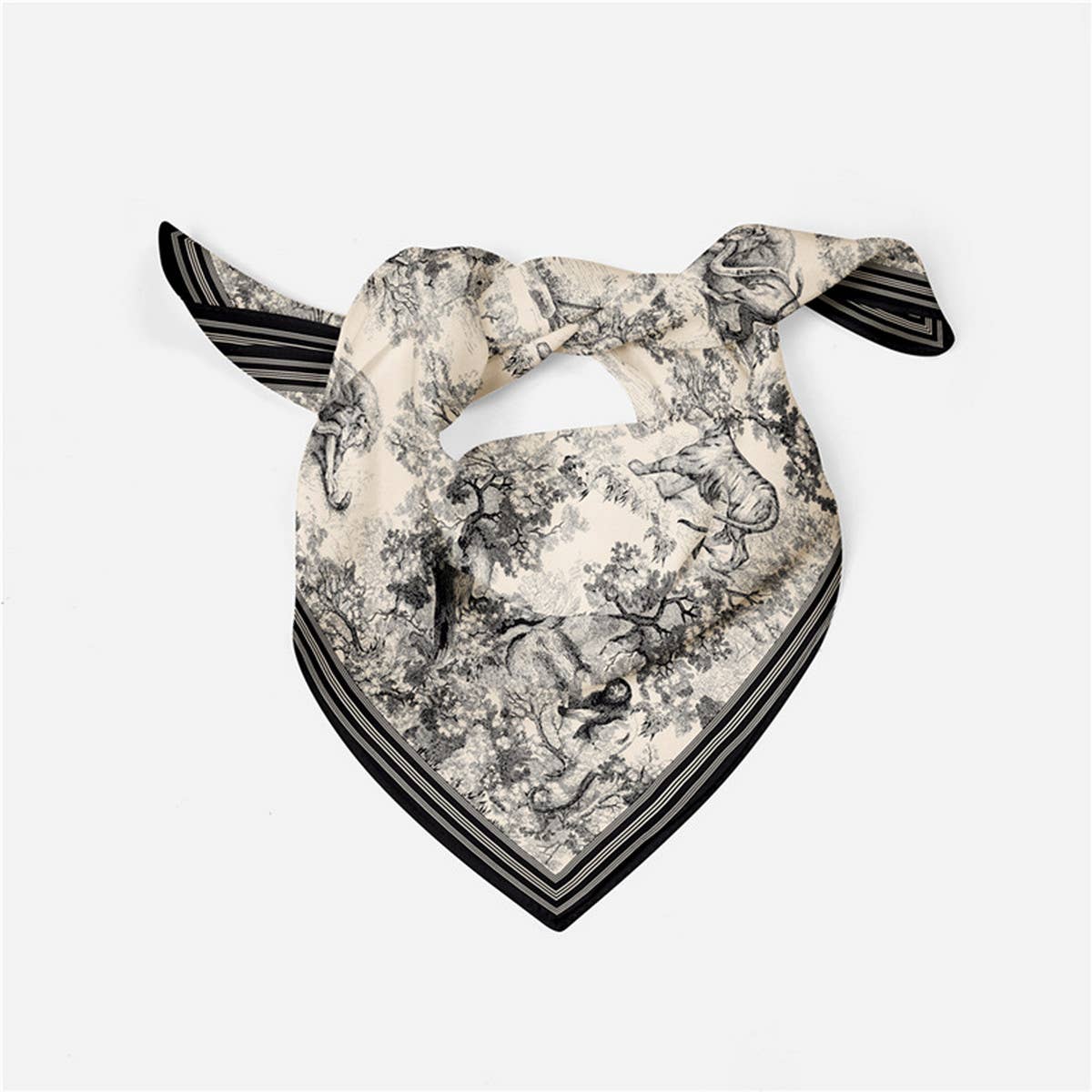 Black Vintage Versatile Square Scarf — color: black