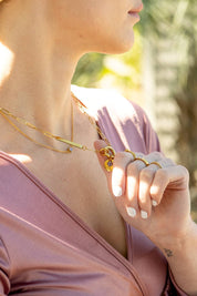 18K Gold Paperclip Charm Holder Necklace