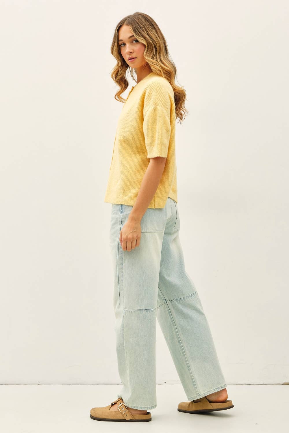 Yellow Short Sleeve Cardigan