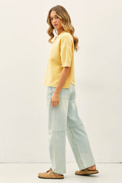 Yellow Short Sleeve Cardigan