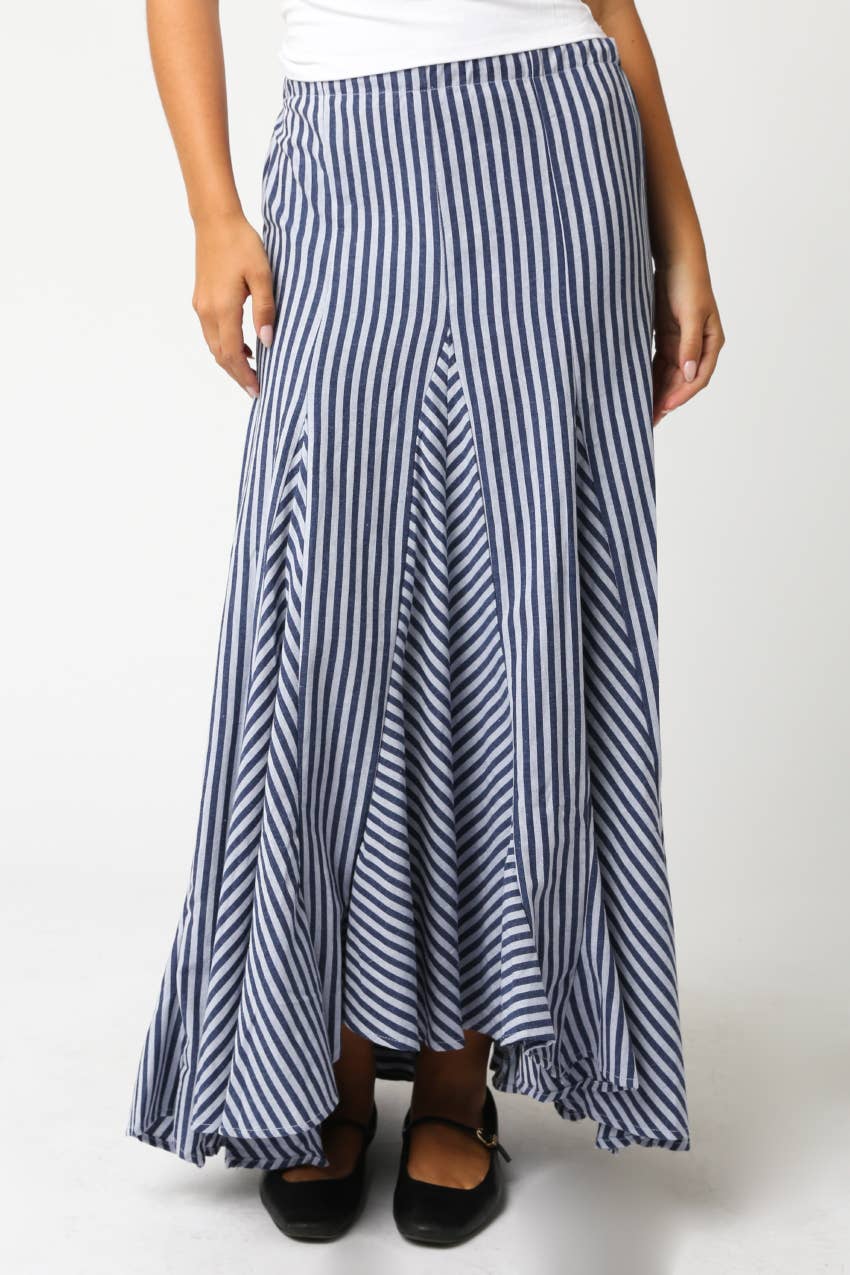 Blue & White Stripe Maxi Skirt