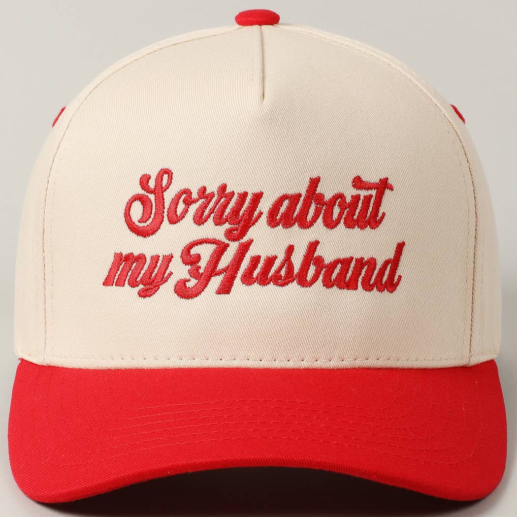 Sorry About My Wife / Husband Embroidery Two-Tone Canvas Cap